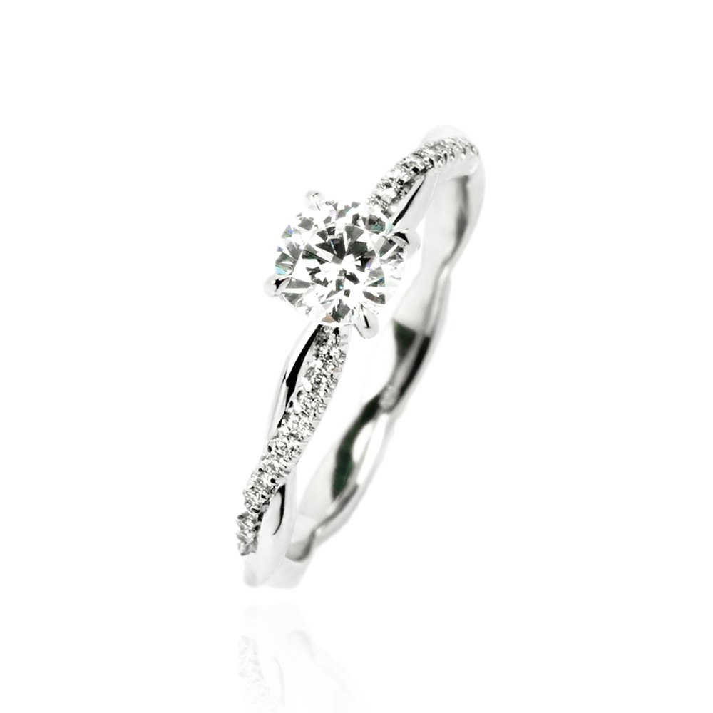 Entwined Solitaire Ring Gold (half Set)
