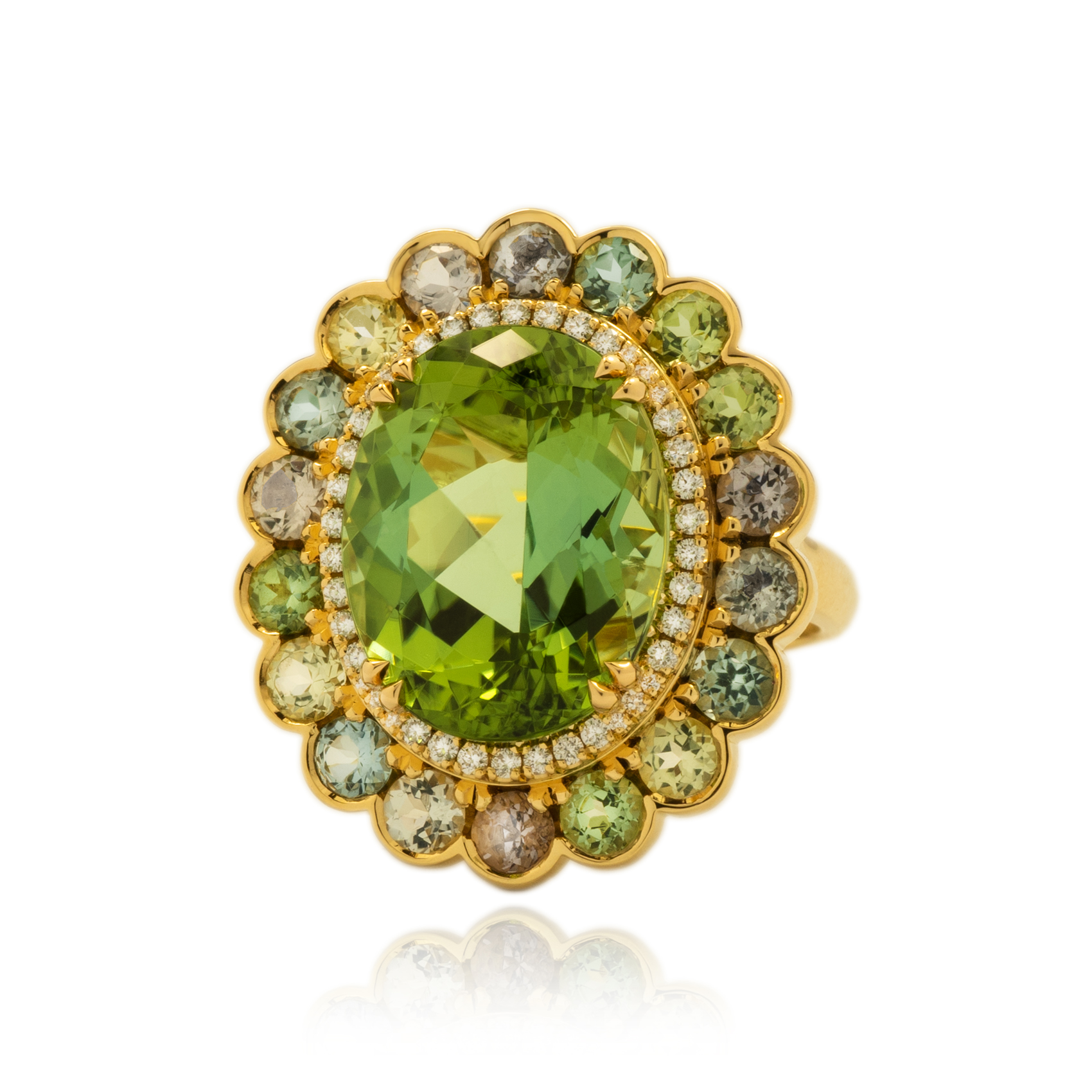 Belle Double Halo Oval Green Tourmaline