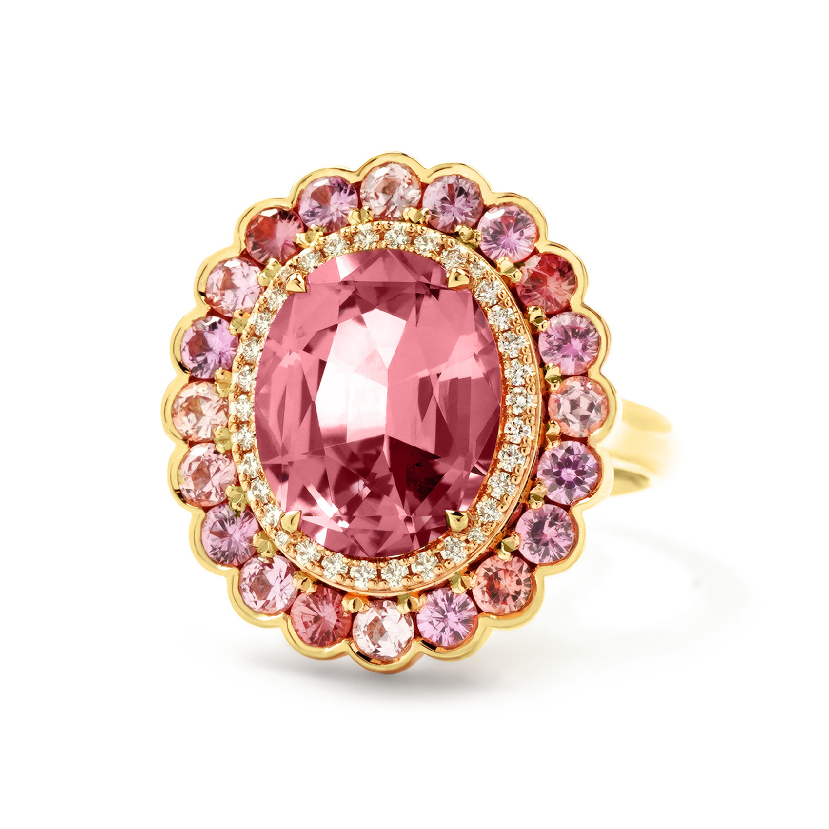Belle Double Halo Oval Pink Tourmaline