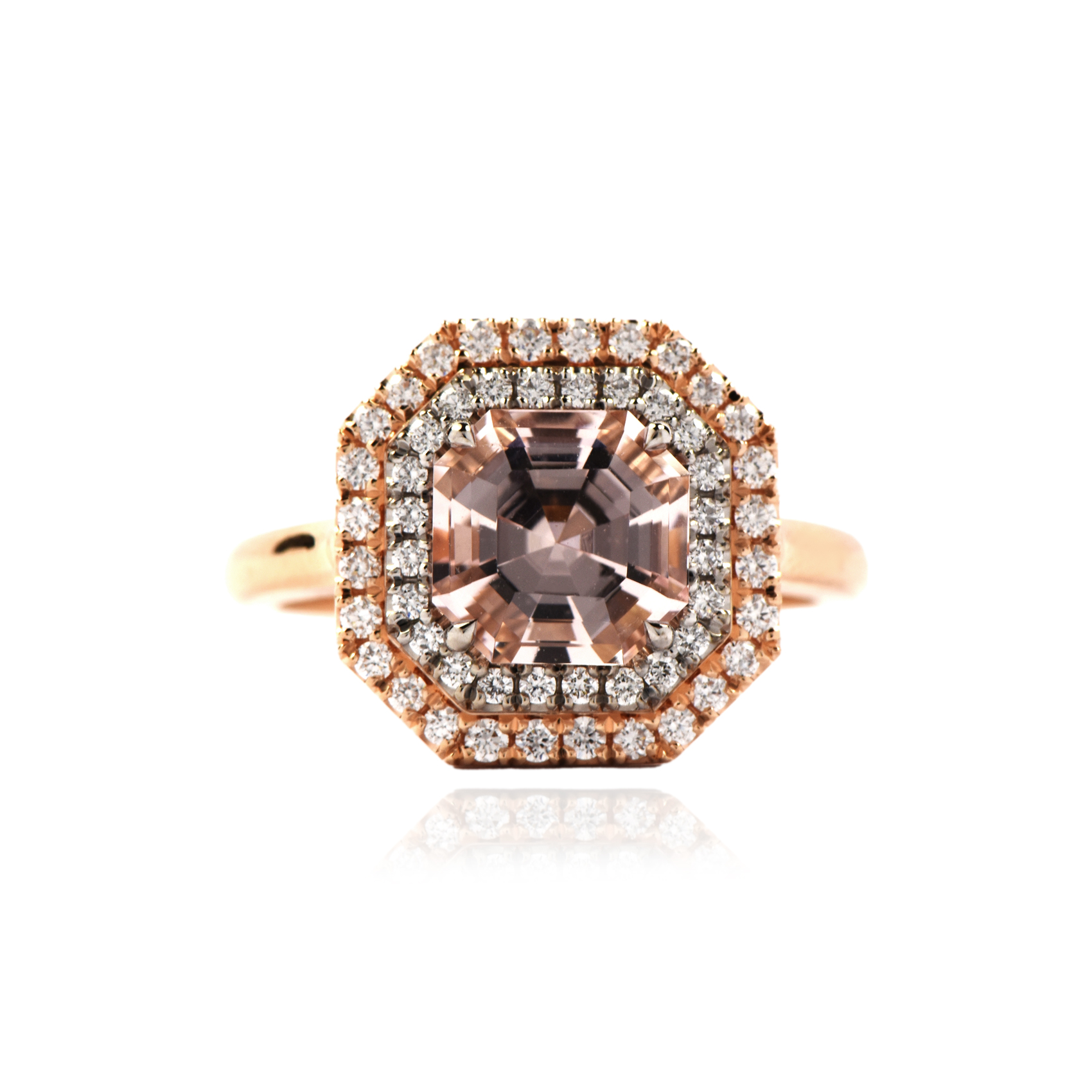 Cosmo Double Halo Castel Ring (Morganite)