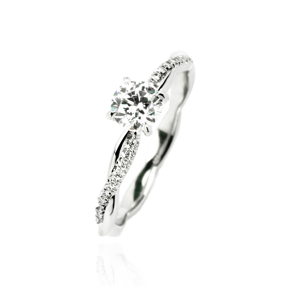 Entwined Solitaire Ring Gold (half set)