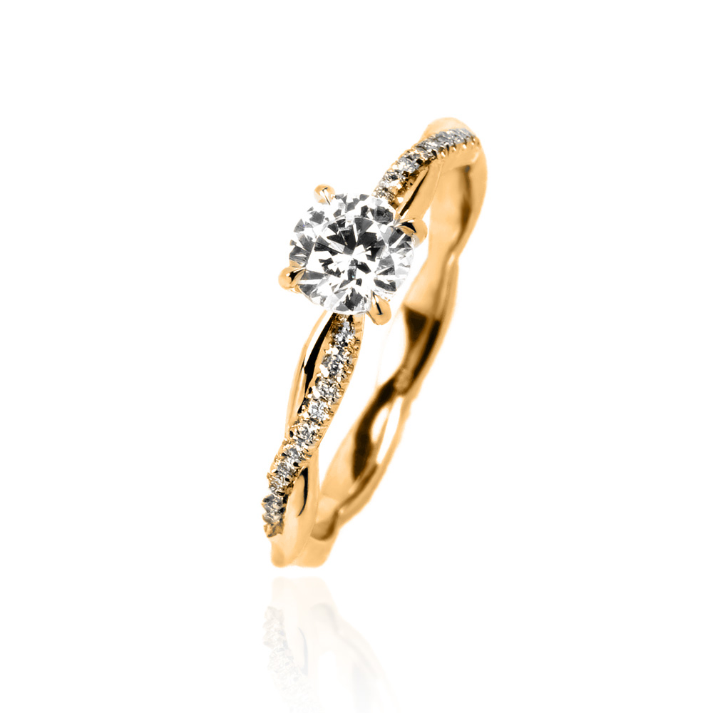 Entwined Solitaire Ring Gold (half set)