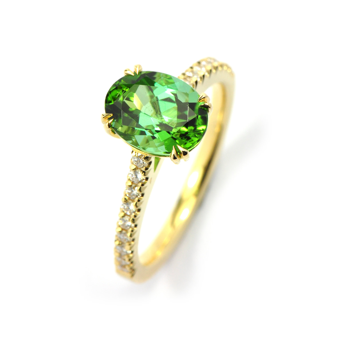 Rose Ann Oval Castel Pavé Ring (Green Tourmaline)