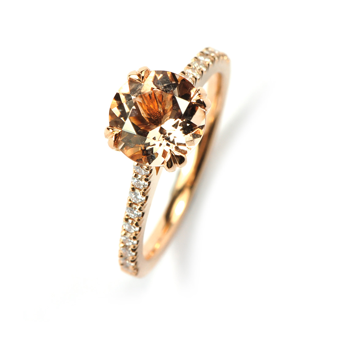 Rose Ann Round Castel Pavé Ring (Morganite)