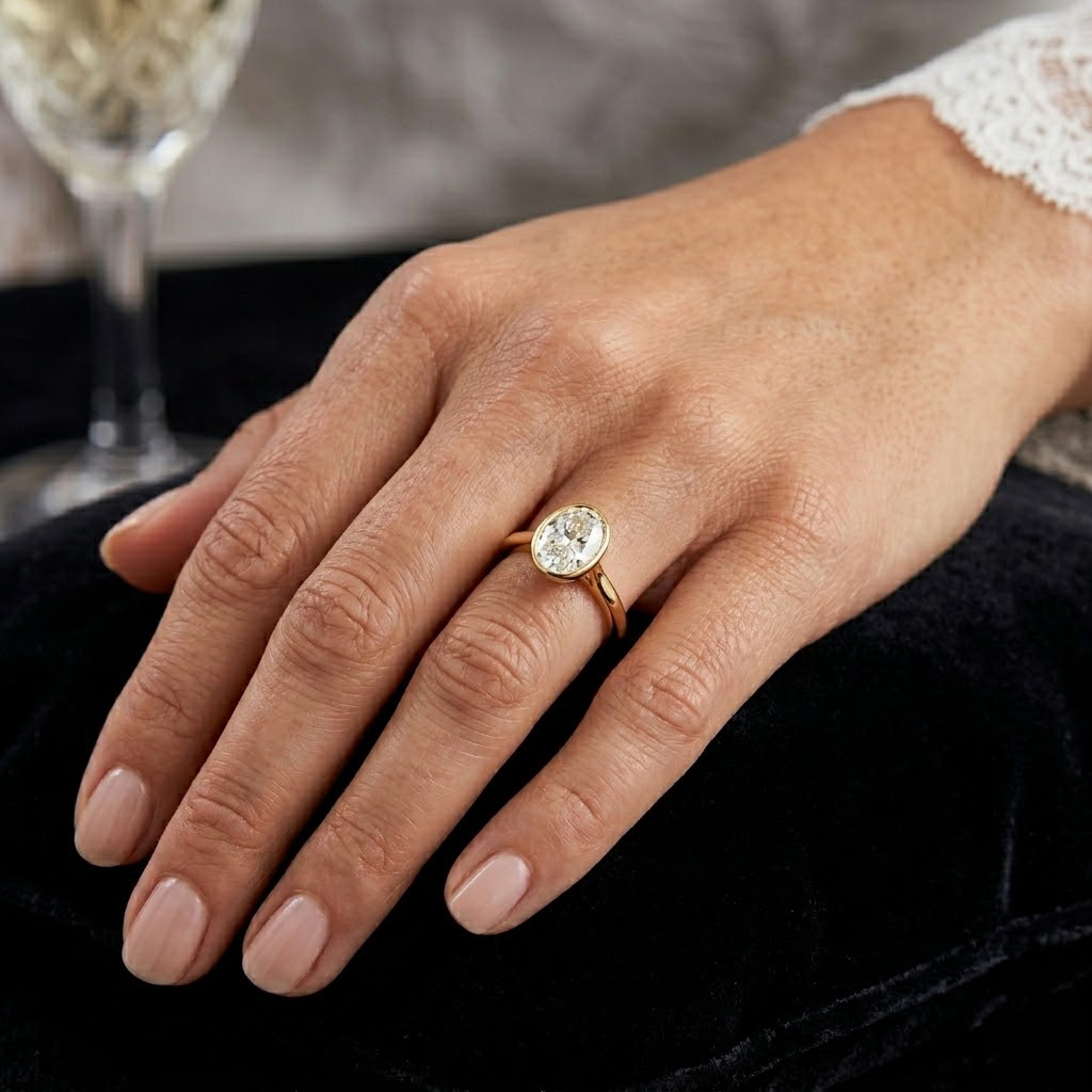 Papillon Bezel Set Diamond Ring - Image 5