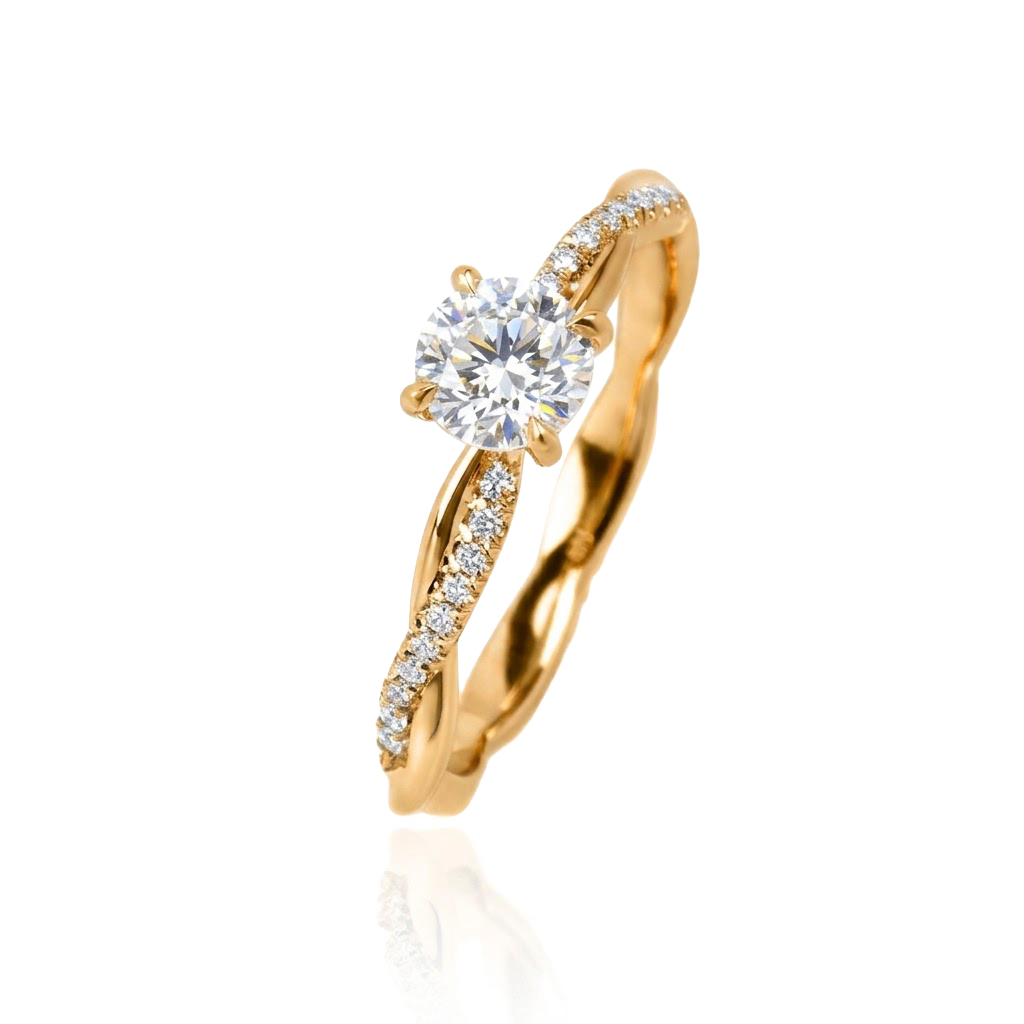 Entwined Solitaire Ring Gold
