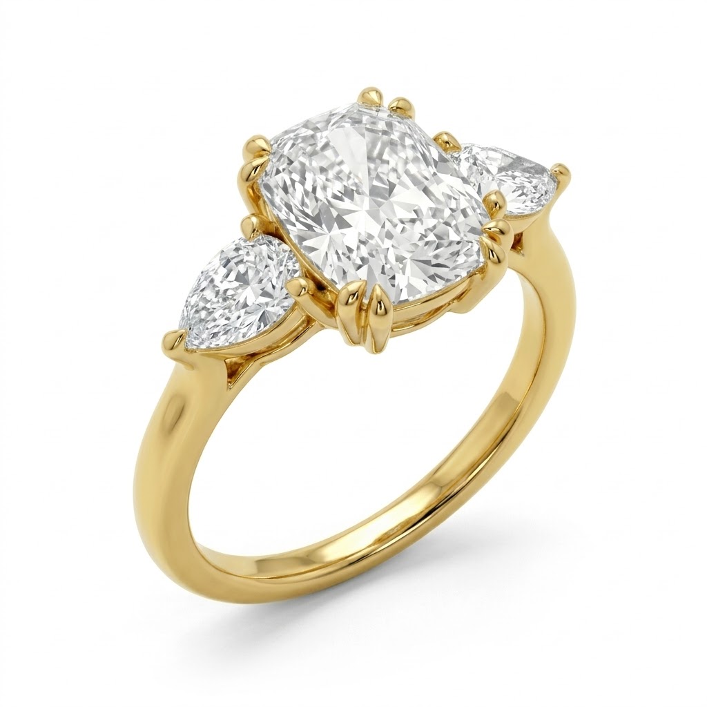 Aisling Ring – Cushion + Pears Sides